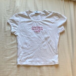 Urban outfitters YLLW baby tee “send me a pic of your outfit”
